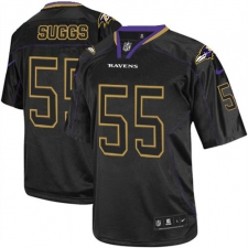 Men's Nike Baltimore Ravens #55 Terrell Suggs Elite Lights Out Black NFL Jersey