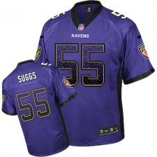 Men's Nike Baltimore Ravens #55 Terrell Suggs Elite Purple Drift Fashion NFL Jersey