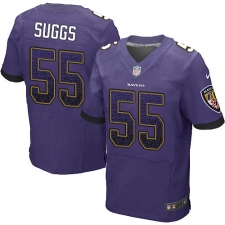 Men's Nike Baltimore Ravens #55 Terrell Suggs Elite Purple Home Drift Fashion NFL Jersey