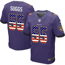 Men's Nike Baltimore Ravens #55 Terrell Suggs Elite Purple Home USA Flag Fashion NFL Jersey