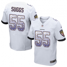 Men's Nike Baltimore Ravens #55 Terrell Suggs Elite White Road Drift Fashion NFL Jersey