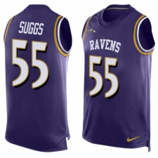 Men's Nike Baltimore Ravens #55 Terrell Suggs Limited Purple Player Name & Number Tank Top NFL Jersey