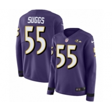 Women's Nike Baltimore Ravens #55 Terrell Suggs Limited Purple Therma Long Sleeve NFL Jersey