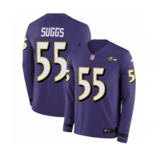 Youth Nike Baltimore Ravens #55 Terrell Suggs Limited Purple Therma Long Sleeve NFL Jersey