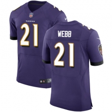 Men's Nike Baltimore Ravens #21 Lardarius Webb Elite Purple Team Color NFL Jersey