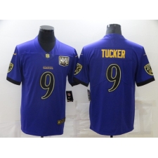 Men's Baltimore Ravens #9 Justin Tucker Purple Gold Limited Jersey