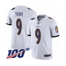 Men's Baltimore Ravens #9 Justin Tucker White Vapor Untouchable Limited Player 100th Season Football Jersey
