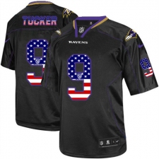 Men's Nike Baltimore Ravens #9 Justin Tucker Elite Black USA Flag Fashion NFL Jersey