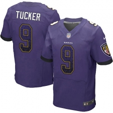 Men's Nike Baltimore Ravens #9 Justin Tucker Elite Purple Home Drift Fashion NFL Jersey