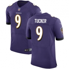 Men's Nike Baltimore Ravens #9 Justin Tucker Elite Purple Team Color NFL Jersey
