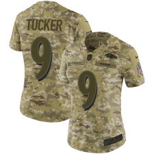 Women's Nike Baltimore Ravens #9 Justin Tucker Limited Camo 2018 Salute to Service NFL Jersey