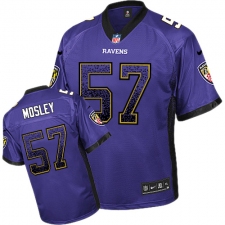 Men's Nike Baltimore Ravens #57 C.J. Mosley Elite Purple Drift Fashion NFL Jersey