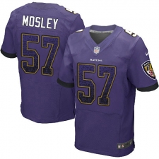 Men's Nike Baltimore Ravens #57 C.J. Mosley Elite Purple Home Drift Fashion NFL Jersey