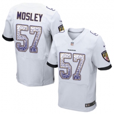 Men's Nike Baltimore Ravens #57 C.J. Mosley Elite White Road Drift Fashion NFL Jersey