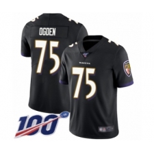 Men's Baltimore Ravens #75 Jonathan Ogden Black Alternate Vapor Untouchable Limited Player 100th Season Football Jersey