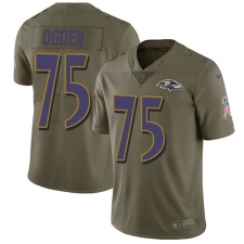 Youth Nike Baltimore Ravens #75 Jonathan Ogden Limited Olive 2017 Salute to Service NFL Jersey