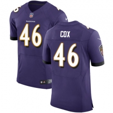 Men's Nike Baltimore Ravens #46 Morgan Cox Elite Purple Team Color NFL Jersey