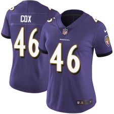 Women's Nike Baltimore Ravens #46 Morgan Cox Elite Purple Team Color NFL Jersey