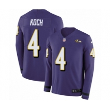 Men's Nike Baltimore Ravens #4 Sam Koch Limited Purple Therma Long Sleeve NFL Jersey
