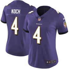 Women's Nike Baltimore Ravens #4 Sam Koch Elite Purple Team Color NFL Jersey
