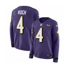 Women's Nike Baltimore Ravens #4 Sam Koch Limited Purple Therma Long Sleeve NFL Jersey