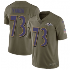 Men's Nike Baltimore Ravens #73 Marshal Yanda Limited Olive 2017 Salute to Service NFL Jersey