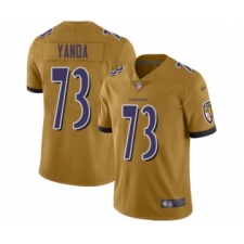 Youth Baltimore Ravens #73 Marshal Yanda Limited Gold Inverted Legend Football Jersey