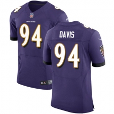 Men's Nike Baltimore Ravens #94 Carl Davis Elite Purple Team Color NFL Jersey