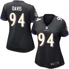 Women's Nike Baltimore Ravens #94 Carl Davis Game Black Alternate NFL Jersey