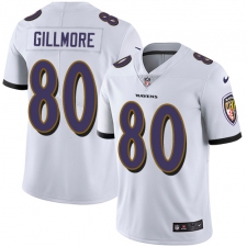 Men's Nike Baltimore Ravens #80 Crockett Gillmore White Vapor Untouchable Limited Player NFL Jersey