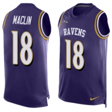 Men's Nike Baltimore Ravens #18 Jeremy Maclin Elite Purple Player Name & Number Tank Top NFL Jersey