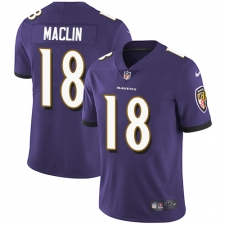 Youth Nike Baltimore Ravens #18 Jeremy Maclin Purple Team Color Vapor Untouchable Limited Player NFL Jersey