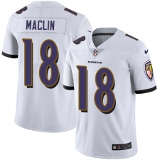 Youth Nike Baltimore Ravens #18 Jeremy Maclin White Vapor Untouchable Limited Player NFL Jersey