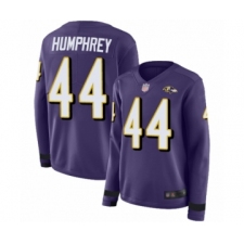 Women's Baltimore Ravens #44 Marlon Humphrey Limited Purple Therma Long Sleeve Football Jersey
