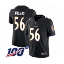 Men's Baltimore Ravens #56 Tim Williams Black Alternate Vapor Untouchable Limited Player 100th Season Football Jersey