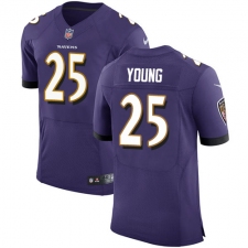Men's Nike Baltimore Ravens #25 Tavon Young Elite Purple Team Color NFL Jersey