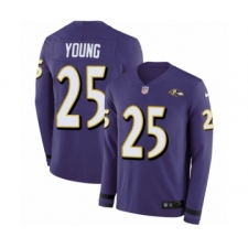 Men's Nike Baltimore Ravens #25 Tavon Young Limited Purple Therma Long Sleeve NFL Jersey