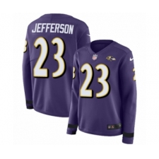 Women's Nike Baltimore Ravens #23 Tony Jefferson Limited Purple Therma Long Sleeve NFL Jersey