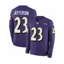 Youth Nike Baltimore Ravens #23 Tony Jefferson Limited Purple Therma Long Sleeve NFL Jersey
