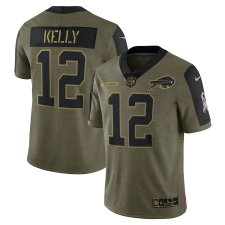Men's Buffalo Bills #12 Jim Kelly Nike Olive 2021 Salute To Service Retired Player Limited Jersey
