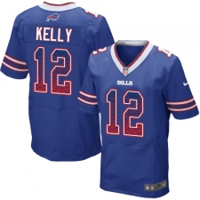 Men's Nike Buffalo Bills #12 Jim Kelly Elite Royal Blue Home Drift Fashion NFL Jersey