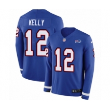 Youth Nike Buffalo Bills #12 Jim Kelly Limited Royal Blue Therma Long Sleeve NFL Jersey