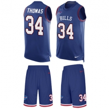 Men's Nike Buffalo Bills #34 Thurman Thomas Limited Royal Blue Tank Top Suit NFL Jersey