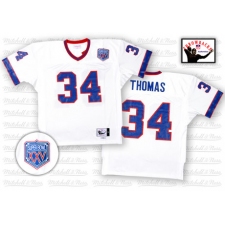 Mitchell And Ness Buffalo Bills #34 Thurman Thomas White Authentic Throwback NFL Jersey