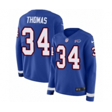 Women's Nike Buffalo Bills #34 Thurman Thomas Limited Royal Blue Therma Long Sleeve NFL Jersey