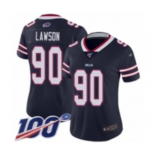 Women's Buffalo Bills #90 Shaq Lawson Limited Navy Blue Inverted Legend 100th Season Football Jersey