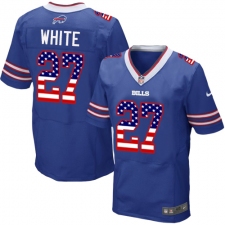 Men's Nike Buffalo Bills #27 Tre'Davious White Elite Royal Blue Home USA Flag Fashion NFL Jersey