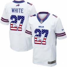 Men's Nike Buffalo Bills #27 Tre'Davious White Elite White Road USA Flag Fashion NFL Jersey