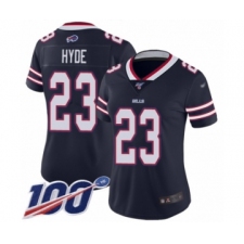 Women's Buffalo Bills #23 Micah Hyde Limited Navy Blue Inverted Legend 100th Season Football Jersey
