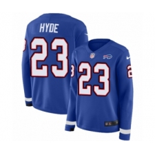 Women's Nike Buffalo Bills #23 Micah Hyde Limited Royal Blue Therma Long Sleeve NFL Jersey